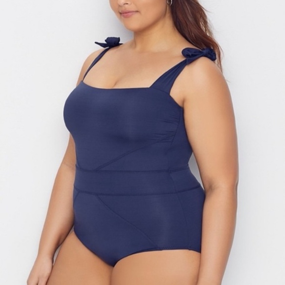 Becca - Solid Color Code Tie Shoulder One-Piece - image 3